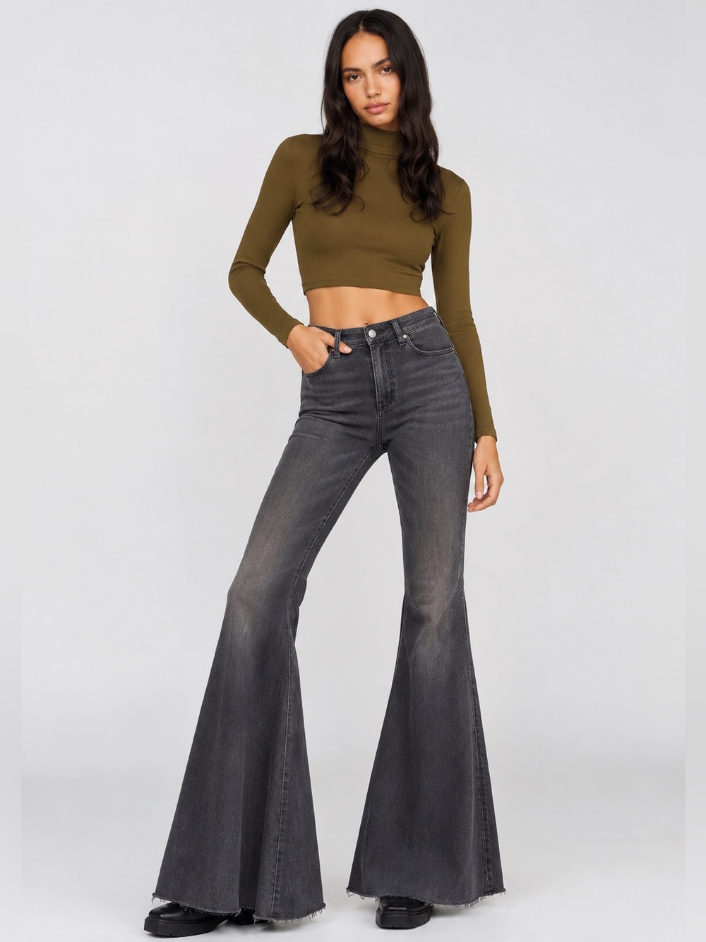 NWT Free People We The Free Just Float On Flare Jeans Gray Sz 24